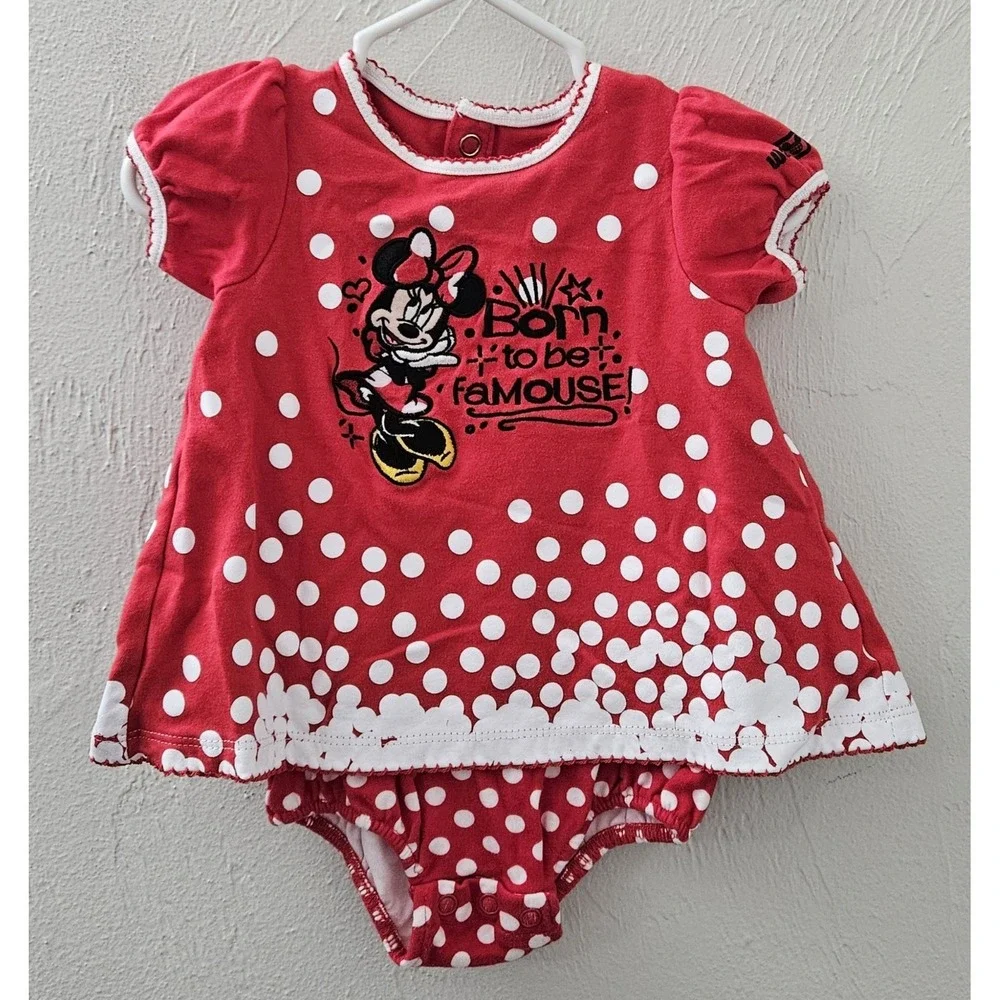 Disney Parks Newborn 12 Months Minnie Mouse Born To Be faMOUSE Baby Girl Outfit‎